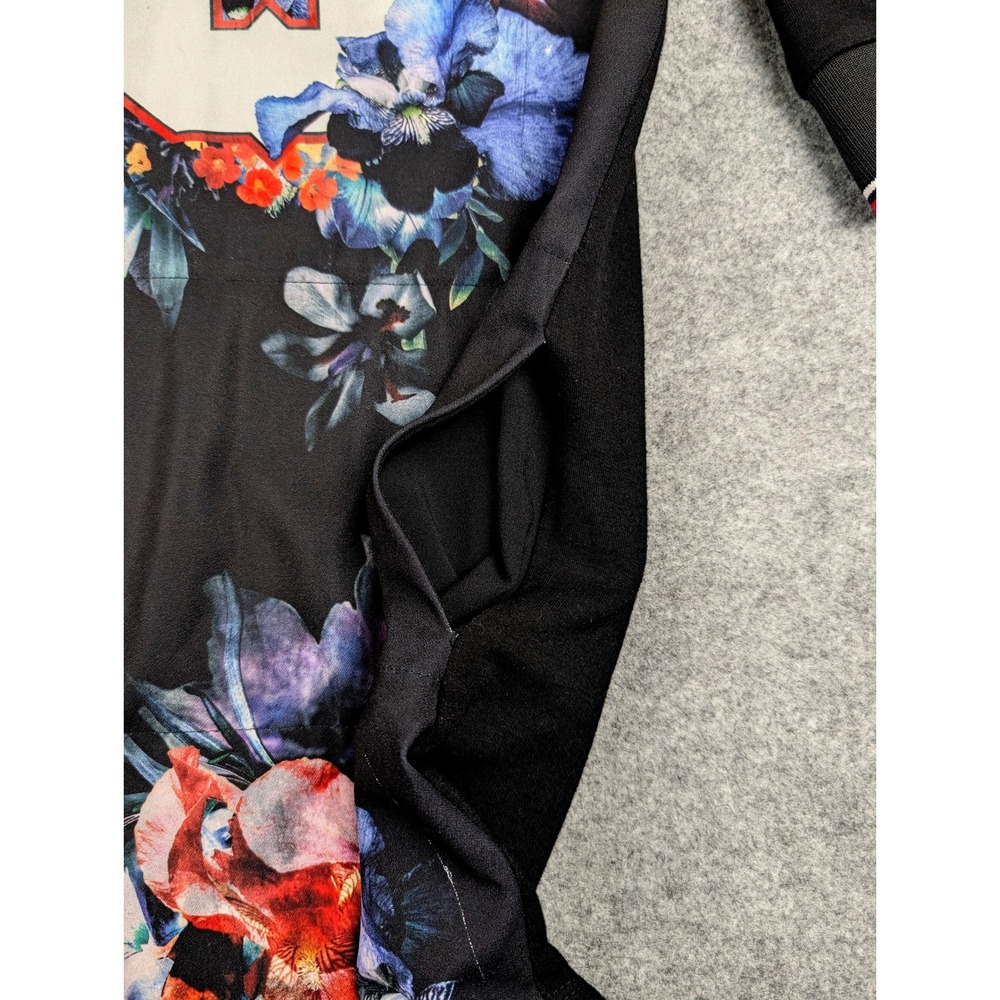 Zara Floral Varsity Number 9 Jersey Top Black Short Sleeve Pockets Woman - Picture 6 of 15